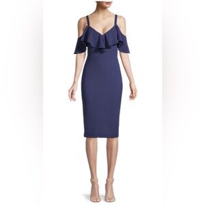 RACHEL Rachel Roy Blue Off-the-Shoulder Sheath Dress NWT XS